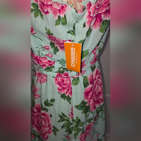 NWT Gymboree Pink and Green Wrap Sundress with Flutter Sleeves SIZE LARGE - Picture 6 of 8